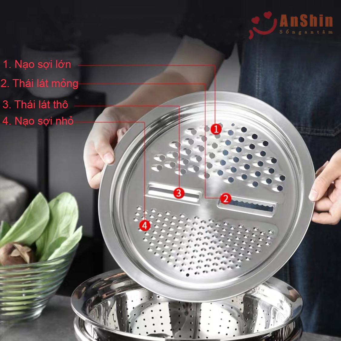 Bộ thau rổ kèm bàn nạo Inox cao cấp - bảo hành không han rỉ