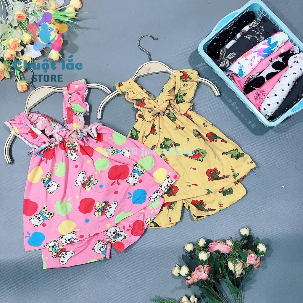 Combo 2 bộ đồ bé gái kiểu 2 dây babydoll chất cotton xuất dư cho bé từ 8kg đến 18kg giao ngẫu nhiên