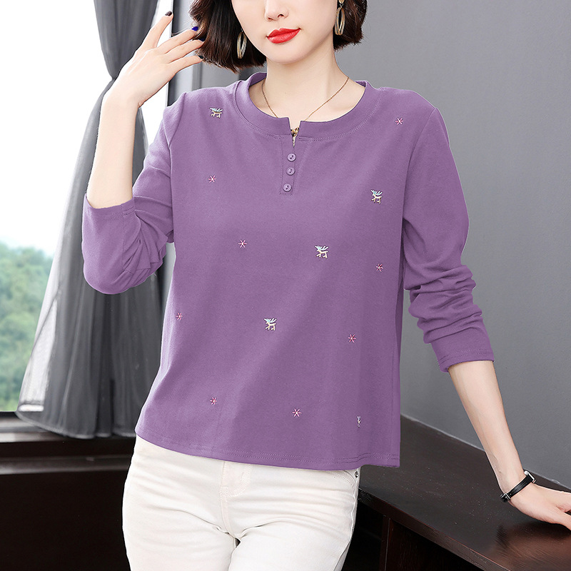 Áo Thun Cotton Trung Niên Dài Tay Mềm Đẹp SM92 - Hàng Quảng Châu Cao Cấp