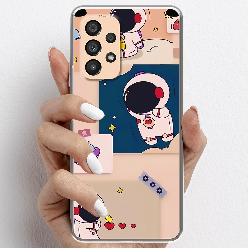 Ốp lưng cho Samsung Galaxy A53 5G nhựa TPU mẫu Phi hành gia nền cam