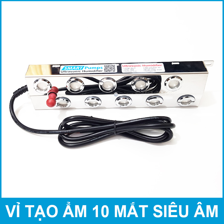 Vỉ tạo ẩm 10 mắt bằng sóng siêu âm 48V 240W Smartpumps kèm nguồn điện chính hãng