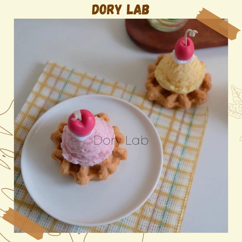 Nến Thơm Bánh Caro Phủ Kem Cherry Tinh Dầu Thiên Nhiên, Quà Tặng - Dory Lab
