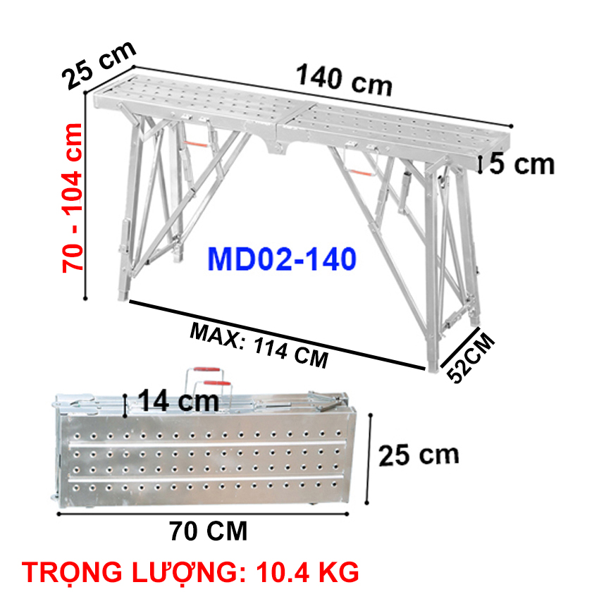 Thang ghế, giàn giáo gia đình, thông minh, gấp gọn tiện lợi, tiết kiệm không gian NIKITA MD02