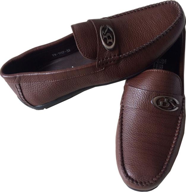 Giày mọi nam nâu da bò cao cấp đế cao su GM019