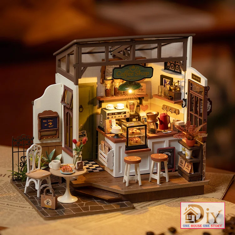 Nhà búp bê gỗ DIY Miniature Robotime Rolife | NO.17 CAFE DG162 tự lắp ghép - Quà tặng trang trí sáng tạo