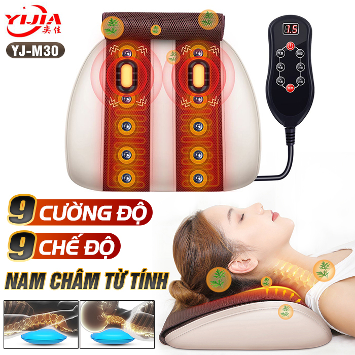 Máy (đệm) massage lưng cổ vai gáy đa năng YIJIA YJ-M3 - Rung, nóng và túi khí nâng giãn cột sống lưng và cổ