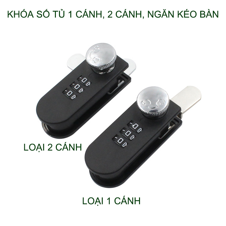 Khóa số tủ 1 cánh-2 cánh, ngăn kéo bàn đa năng, bằng nhựa ABS với 3 mã số thay đổi được