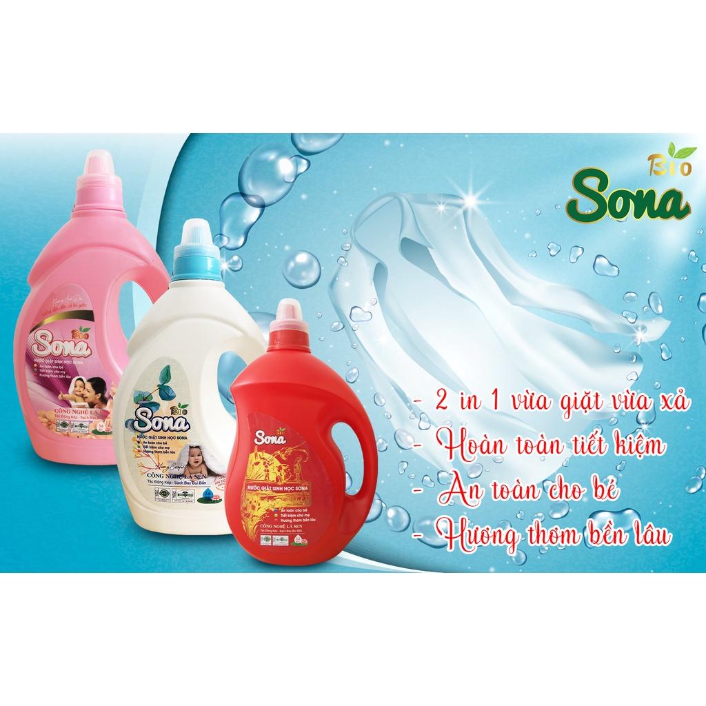 Nước giặt xả 2 trong 1 hương nước hoa Sona Comfort 3.2kg SONAMART lưu hương lâu làm mềm vải tiết kiếm nước