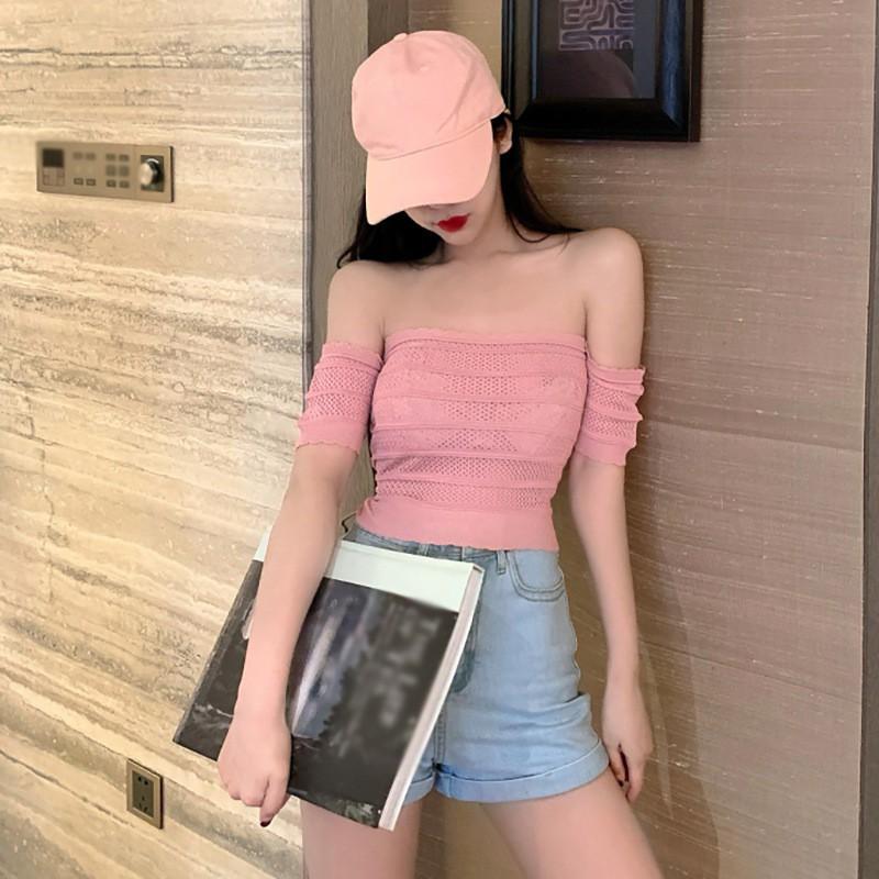 Áo thun tay ngắn màu trơn thiết kế đơn giản hợp thời trang