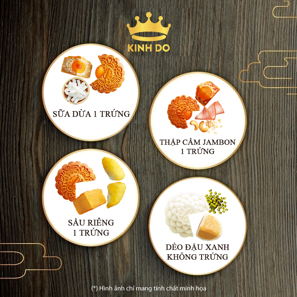 Tặng lồng đèn giấy - Hộp 4 bánh trung thu Kinh Đô &quot;Hương Sài Gòn&quot; (3 bánh x 150g + 1 bánh x 180g)