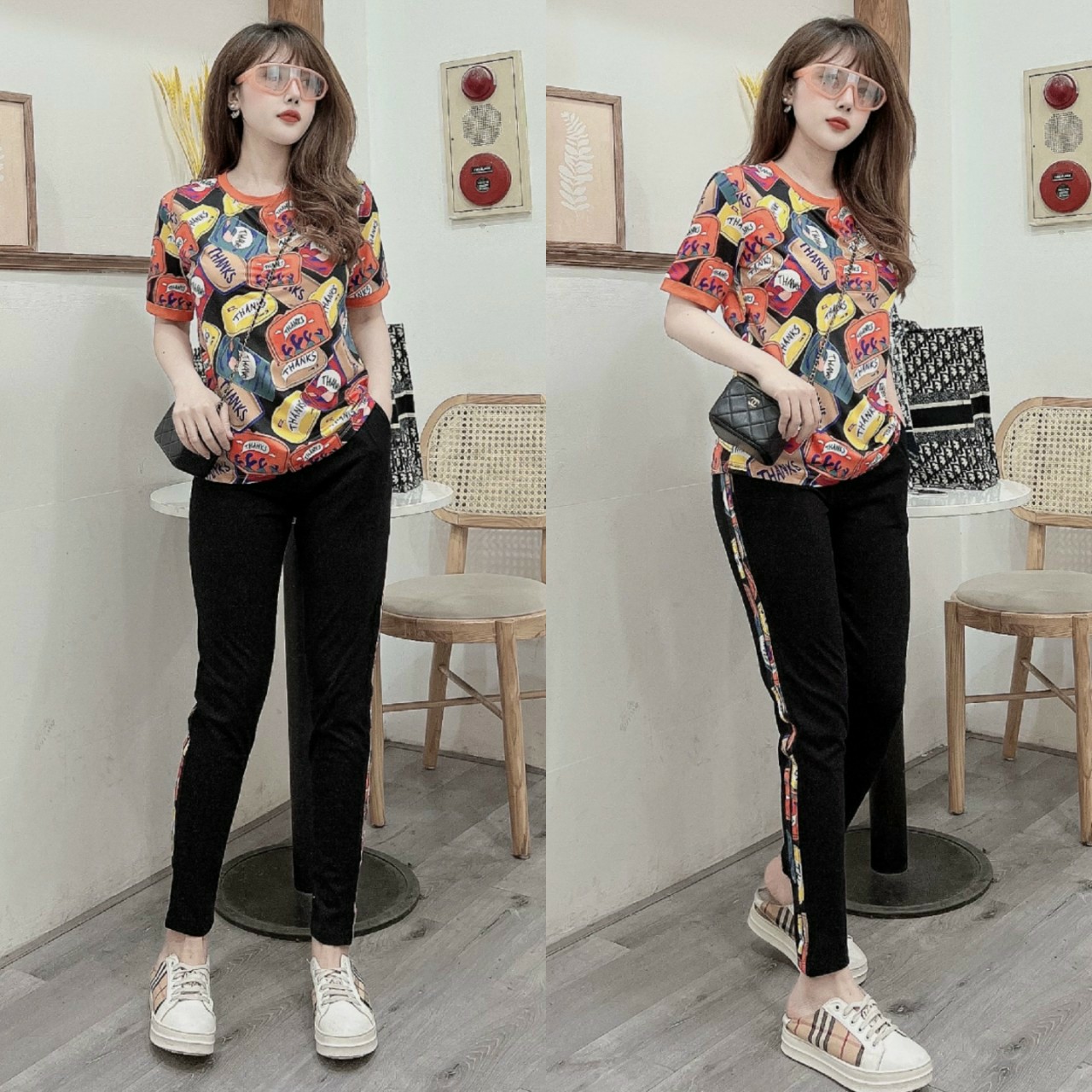 Đồ bộ thun cotton nữ họa tiết giải khát in 3D sắc nét