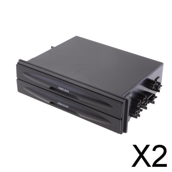 2xUniversal Car Truck Double Din Radio Bag Cup Holder Storage Box