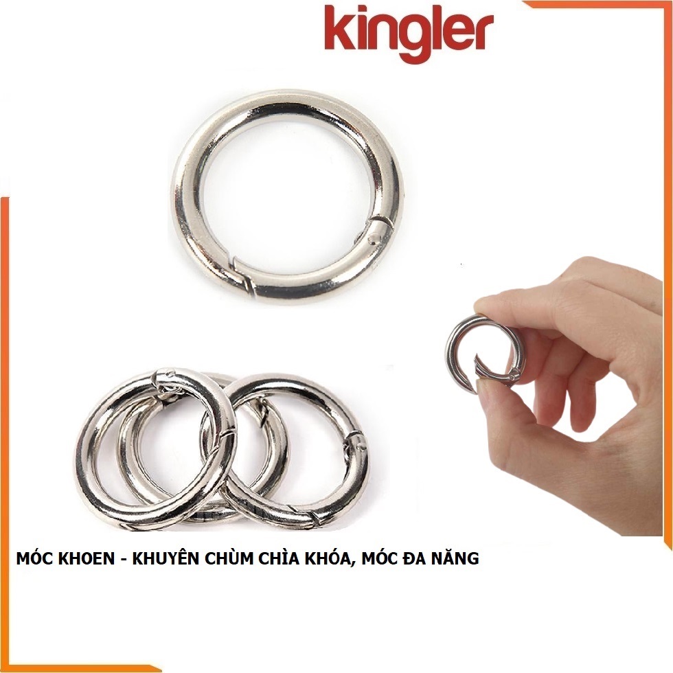 Set 3 Vòng Khuyên Tròn, Móc Khoen Chùm Khóa Trơn Kim Loại Màu Bạc, Móc Chùm Chìa Khóa, Móc Đa Năng. Kingler 5070