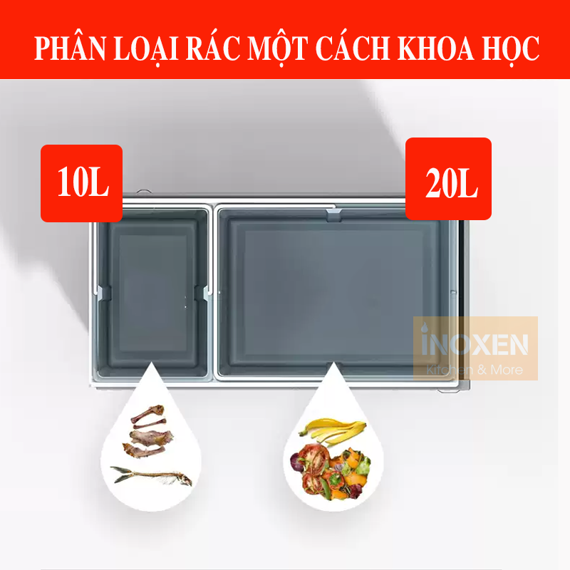 Thùng đựng rác đôi âm tủ bếp WBA-30L INOXEN