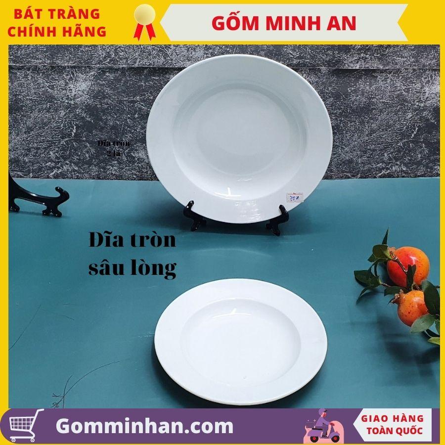 Đĩa Tròn Sứ Trắng Cao Cấp Bát Tràng- Gốm Sứ Bát Tràng- Gốm Minh An