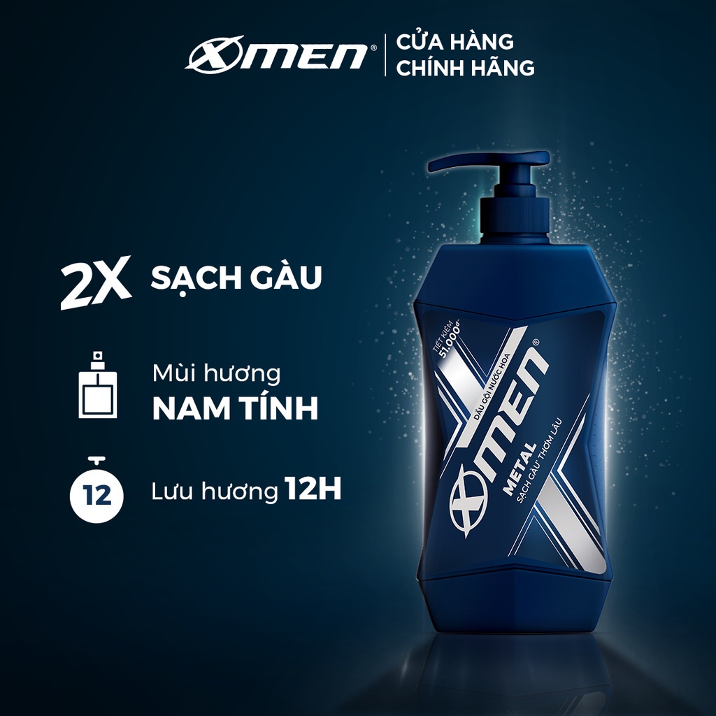 Combo 2 Dầu Gội X-Men Sạch Gàu Metal 650g/chai