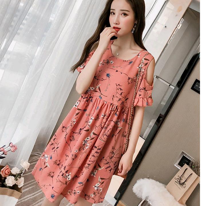 Đầm bầu voan hoa 2 lớp DN03 - 2XL