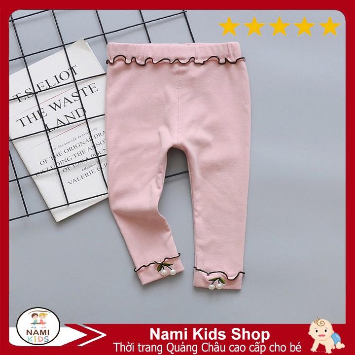 [T19:H30] Quần legging thêu hoa chất thun cotton mỏng mát cho bé