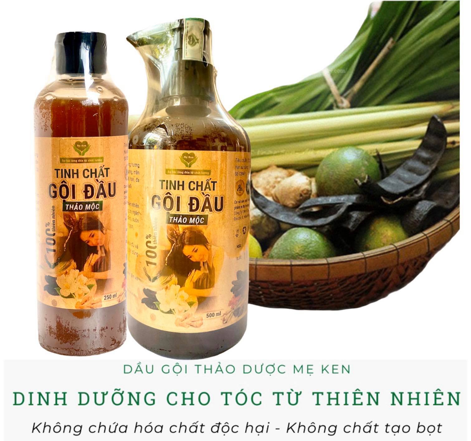 Tinh Chất Gội Đầu Thảo Mộc MẸ KEN 500ml Kích thích mọc tóc, giảm gãy rụng, giảm gàu, giảm nấm ngứa - tặng kèm 1 khăn tắm