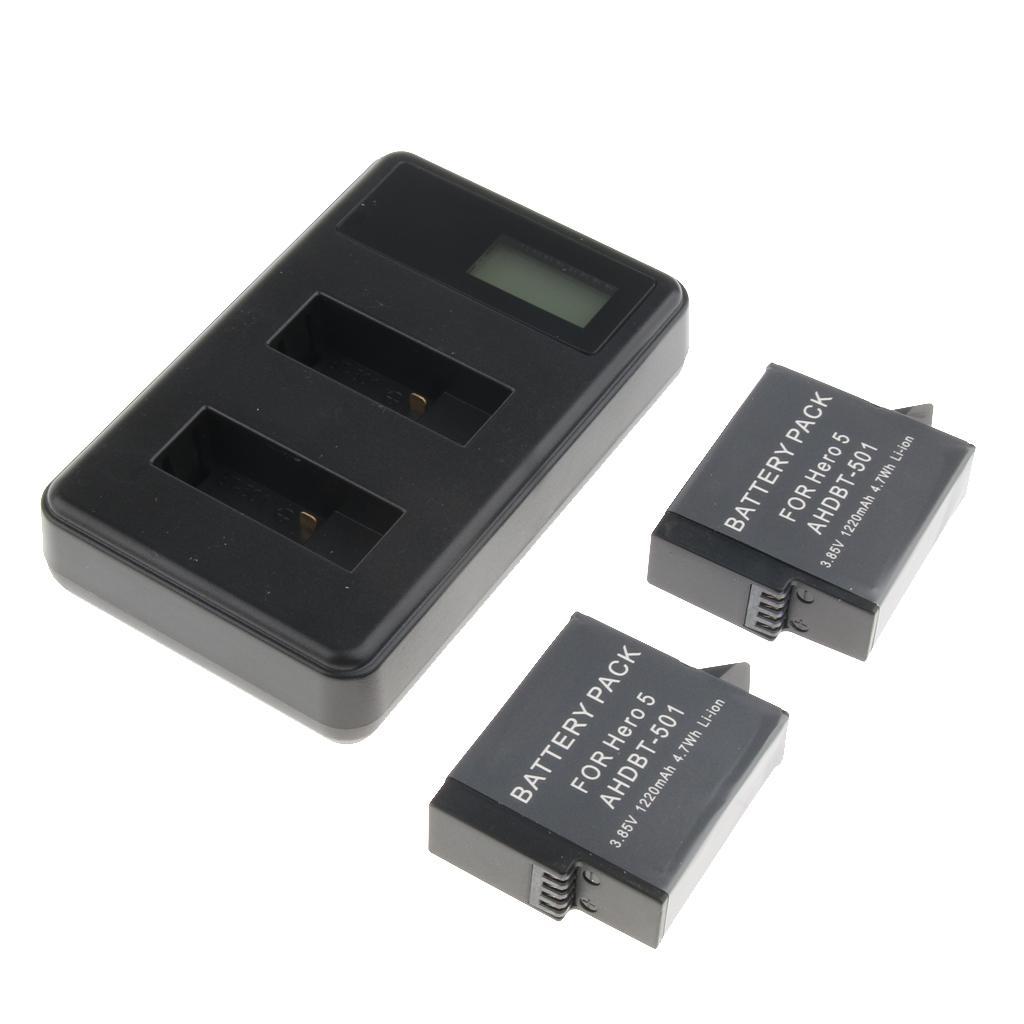 LCD Display USB Dual Channel Charger Charging Cable for  Hero 6 & 5