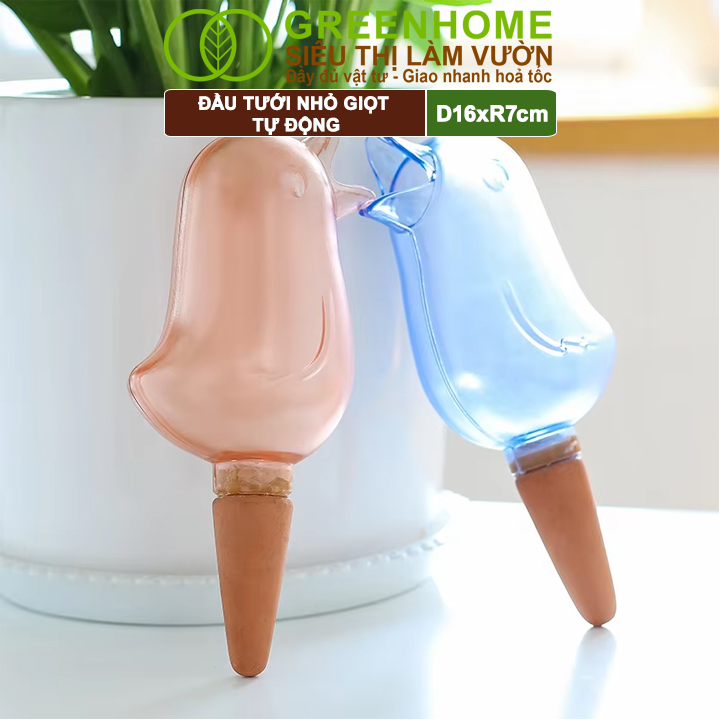Đầu Tưới Nhỏ Giọt Tự Động GreenHome, D16xR7cm, Hình Con Chim, Tự Tưới Trong Thời Gian Dài, Tiện Dụng