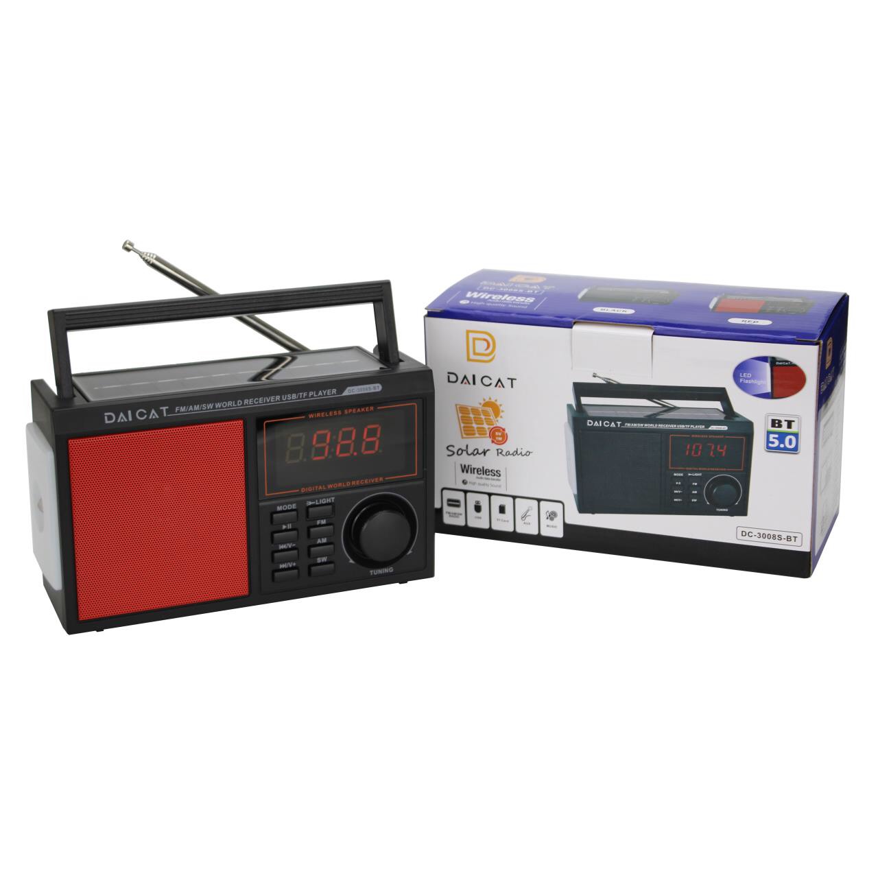 ĐÀI Radio DC-3008S BT-bluetooth năng lượng mặt trời Màn hình LCD Mẫu mới nhất 2022 Hàng Chính Hãng