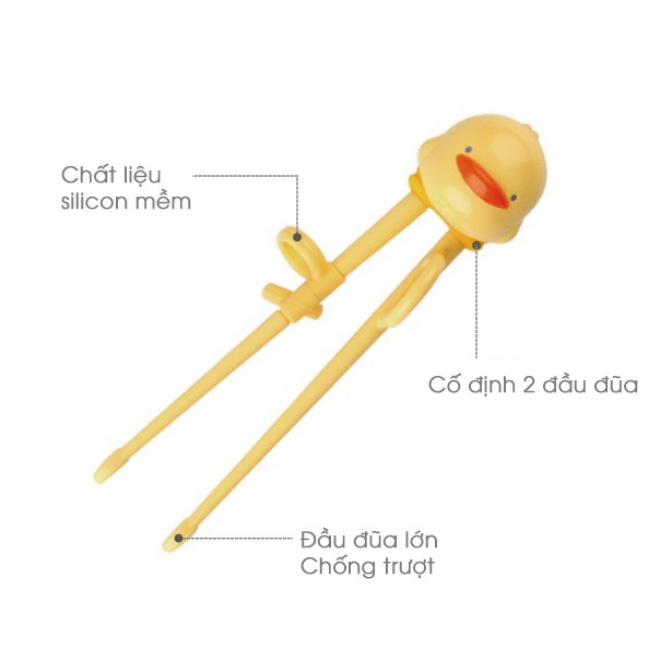 Đũa tập ăn cho bé  Piyo Piyo xỏ ngón silicone và hình vịt con nghộ nghĩnh (24M+) - PY630112