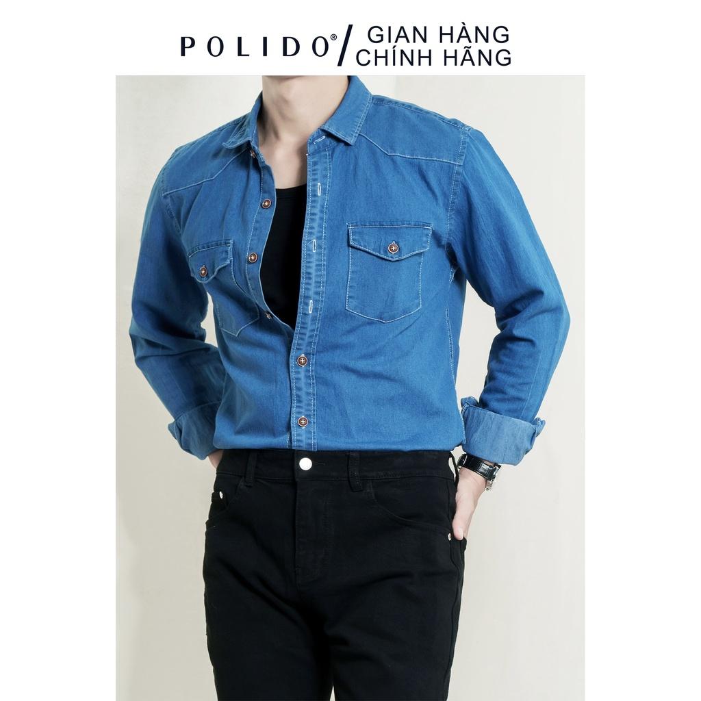 Áo Sơ Mi Denim Dài Tay Nam Ceffylo Kiểu Dáng Basic, Chất Liệu Denim Mỏng Không Bai, Xù Thời Trang Nam