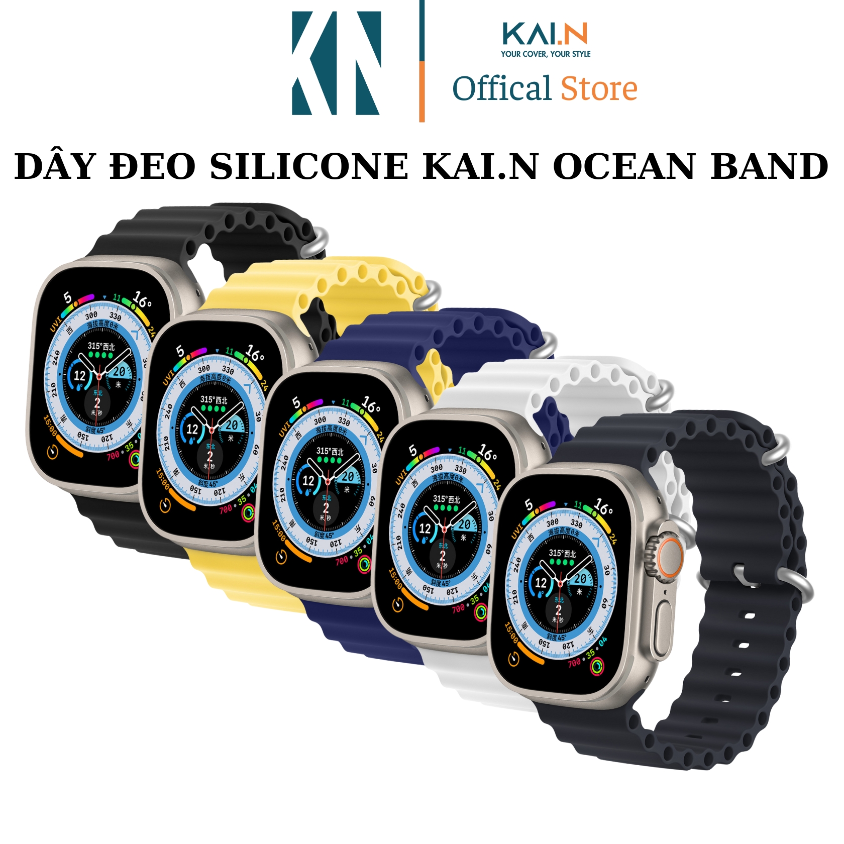 Dây Đeo Silicone Kai.N OceanBand Cho Apple Watch Ultra / Apple Watch Series, Chống Bẩn, Bền Đẹp - HÀNG CHÍNH HÃNG