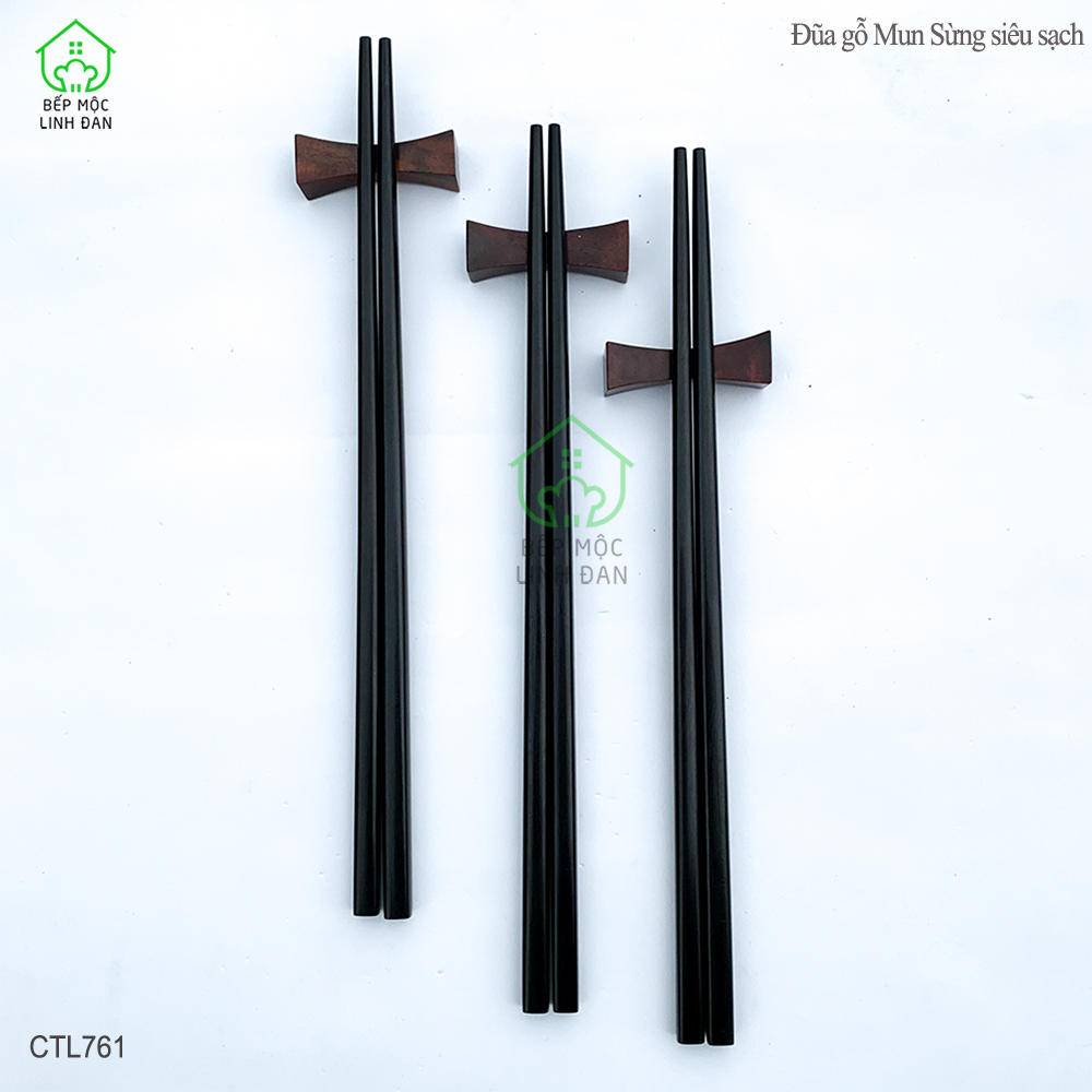 (5 Đôi) Đũa Nhật gỗ Mun Sừng Tự Nhiên Cao Cấp HAHANCO [CTL761-5] Đầu Gắp Thon Nhỏ