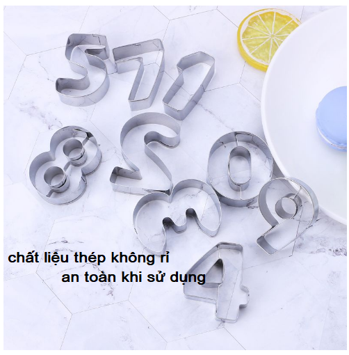 Set 9 khuôn cắt bánh bằng thép không gỉ tạo hình các con số, cắt bánh cắt rau củ tiện dụng GD522-Khuonbanh-So