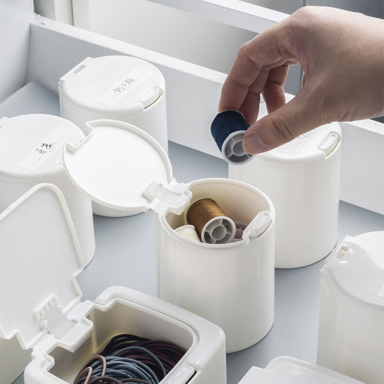 Hộp Nhựa Đựng Tăm Bông Để Bông Tẩy Trang Nắp Kín Tự Động Chống Ẩm Mốc Mini Storage Box Hamart