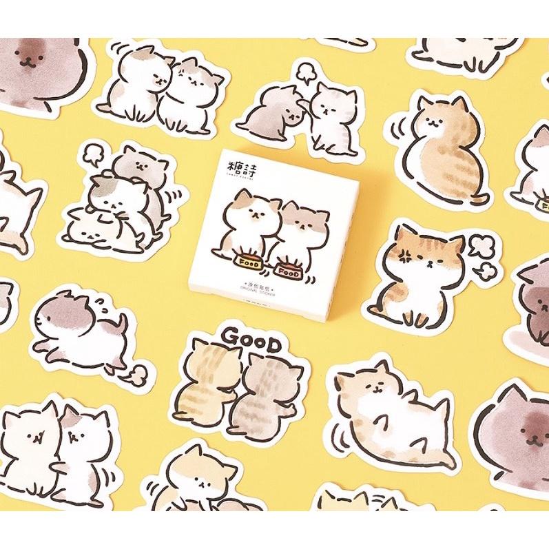 Sticker cute dán sổ mẫu siêu HOT hình Mèo sushi, Chó Shiba, Heo, Gấu, Gà hộp 45 miếng dán hình ngôi nhà st06