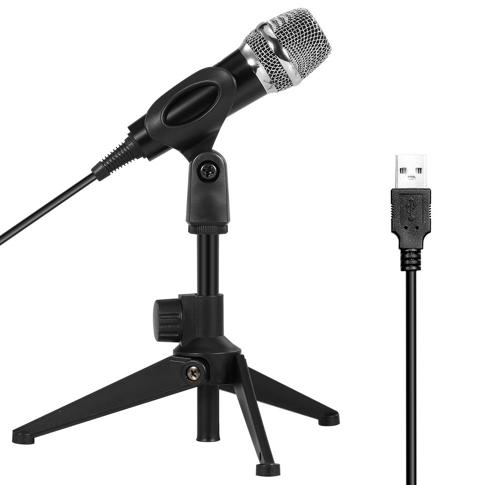 Micrô Ngưng Tụ Hát Karaoke Có Dây USB Không Ổ Đĩa Có Chân Đế