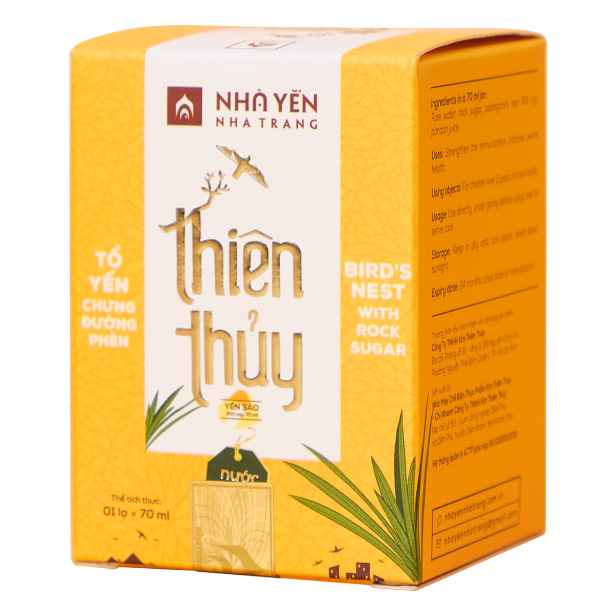 Thùng 60 Lọ Nước Yến Sào Thiên Thủy - Vị Lá Dứa - Nhà Yến Nha Trang - Hộp 1 Lọ - Có Đường & Không Đường - Tổ Yến Chưng Sẵn - Nước Yến Chưng Sẵn - Hàng Chính Hãng