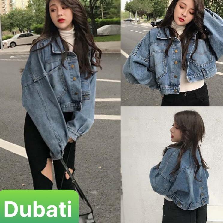 ÁO KHOÁC CHẤT VẢI BÒ JEAN NỮ PHỐI TÚI 3 NÚT SAU SÁNH ĐIỆU- DUBATI FASHION