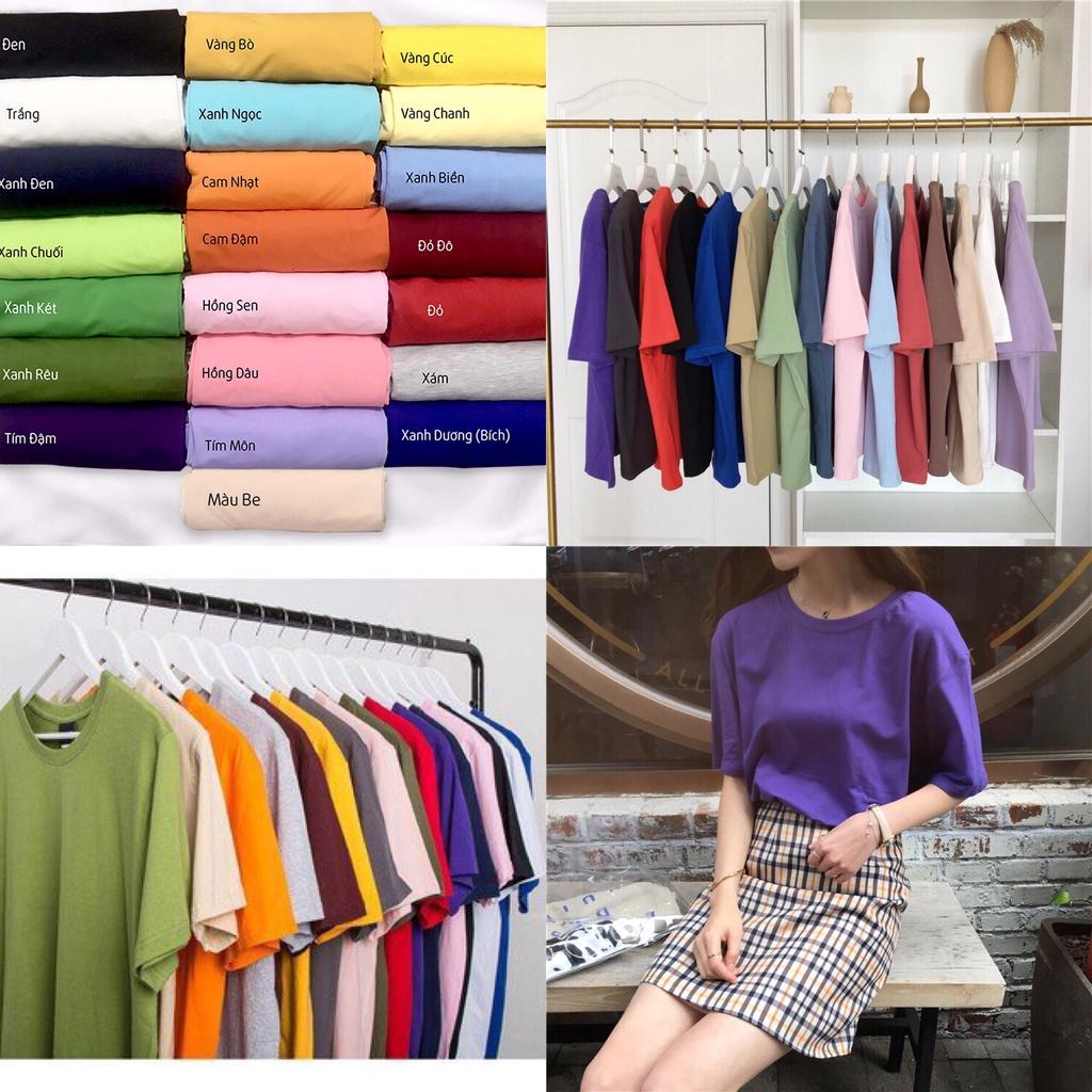 Áo thun nữ form rộng tay lỡ trơn ️Áo thun unisex tay lỡ đủ màu one size dưới 65kg