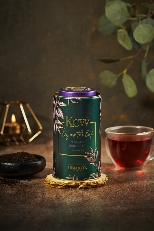 TRÀ AHMAD ANH QUỐC - KEW _ Hộp thiếc HÌNH TRỤ BÁ TƯỚC pha ấm - Elegant Earl Grey