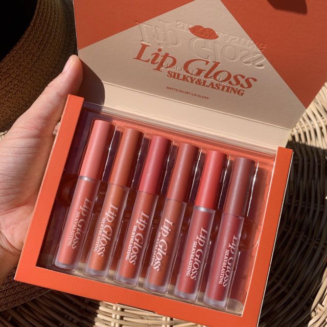 Set 6 son kem kháng nước lâu trôi và giữ ẩm cho môi Hengfang Lip Gloss Silky&amp;Lasting