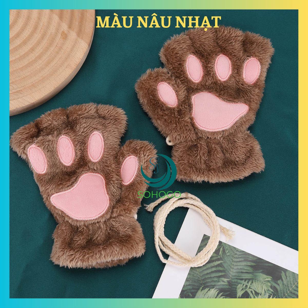 -Găng tay lông hình thú cao cấp hình gấu- Găng tay giữ ấm khi đi du lịch/ chống nắng khi lái xe- Găng tay hở ngón mềm mịn