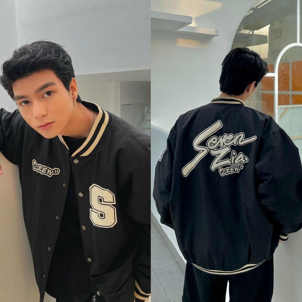Áo khoác dù bomber kiểu dáng hàn quốc bo viền in chữ nổi S cực đẹp