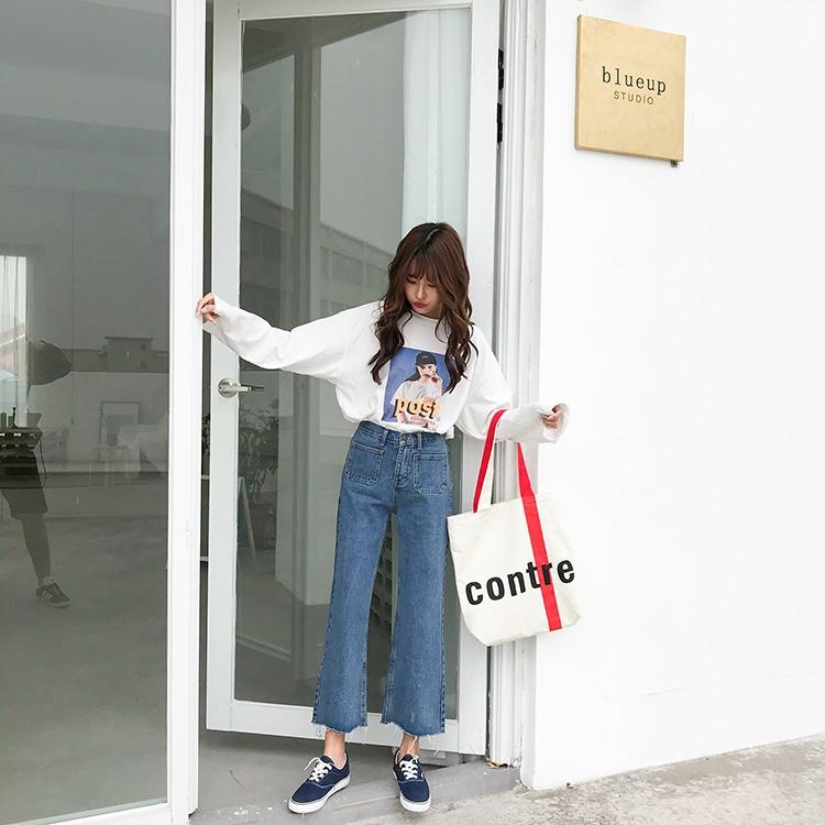 (Có sẵn) Quần jeans lững dáng rộng nữ quần túi hộp ulzzang