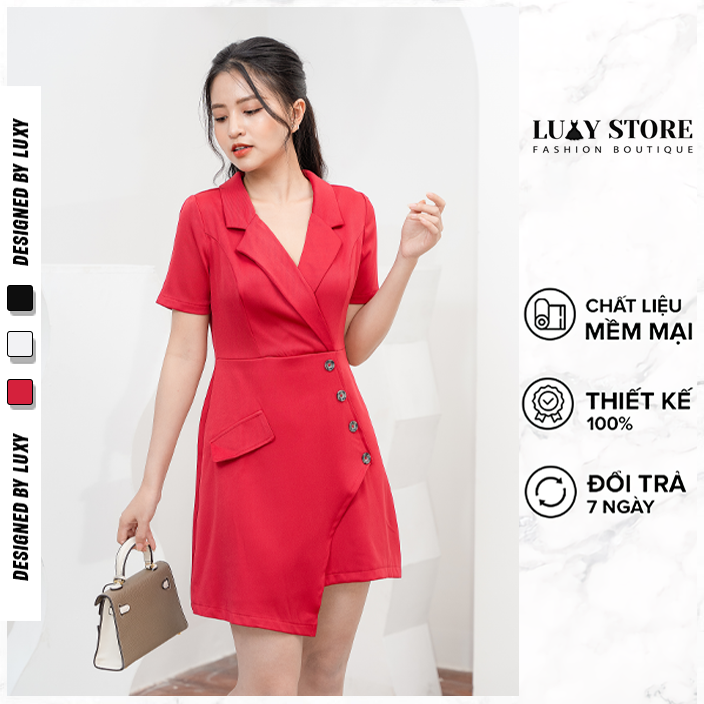 Váy dáng vest ôm cúc chéo LUXY V129 đủ size từ 42kg - 65kg