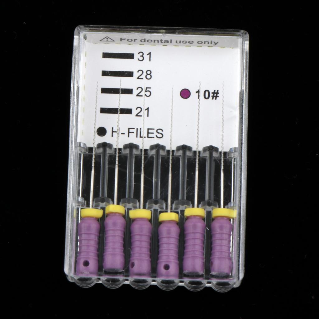 6pcs 25mm H-File  Endodontic NiTi Rotary Root Canal Files Tips