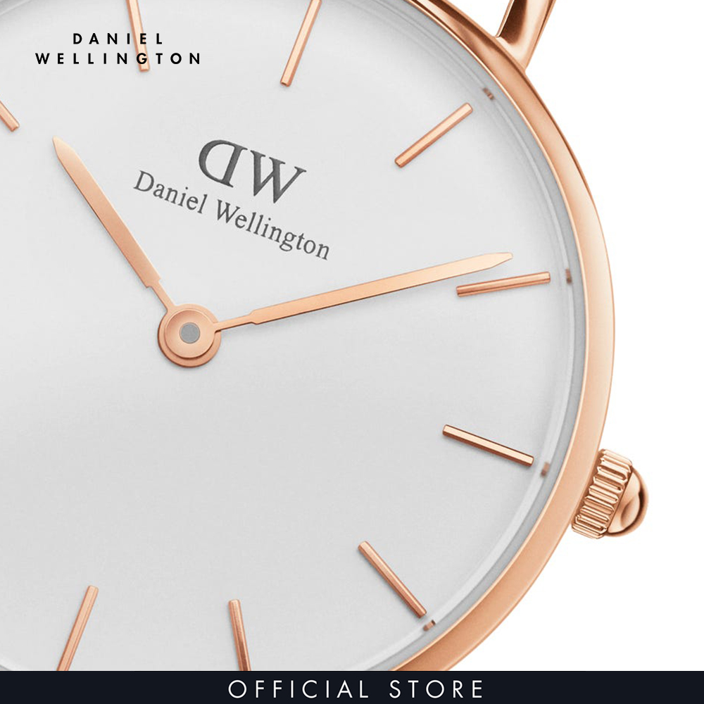 Đồng hồ Nữ Daniel Wellington dây vải nato - Petite Rosewater mặt trắng - vỏ vàng