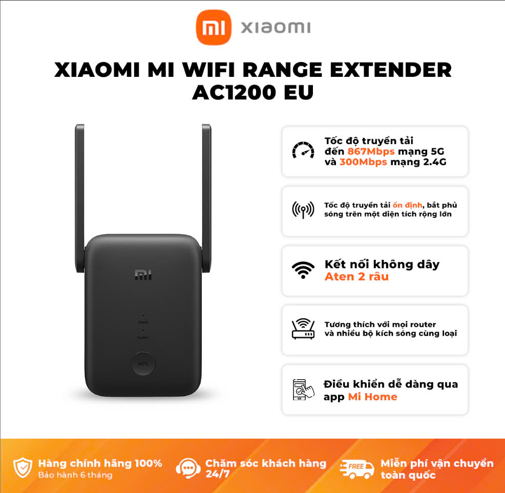 Thiết Bị Kích Sóng Wifi Xiaomi Mi WiFi Range Extender AC1200 EU - Hàng Chính Hãng