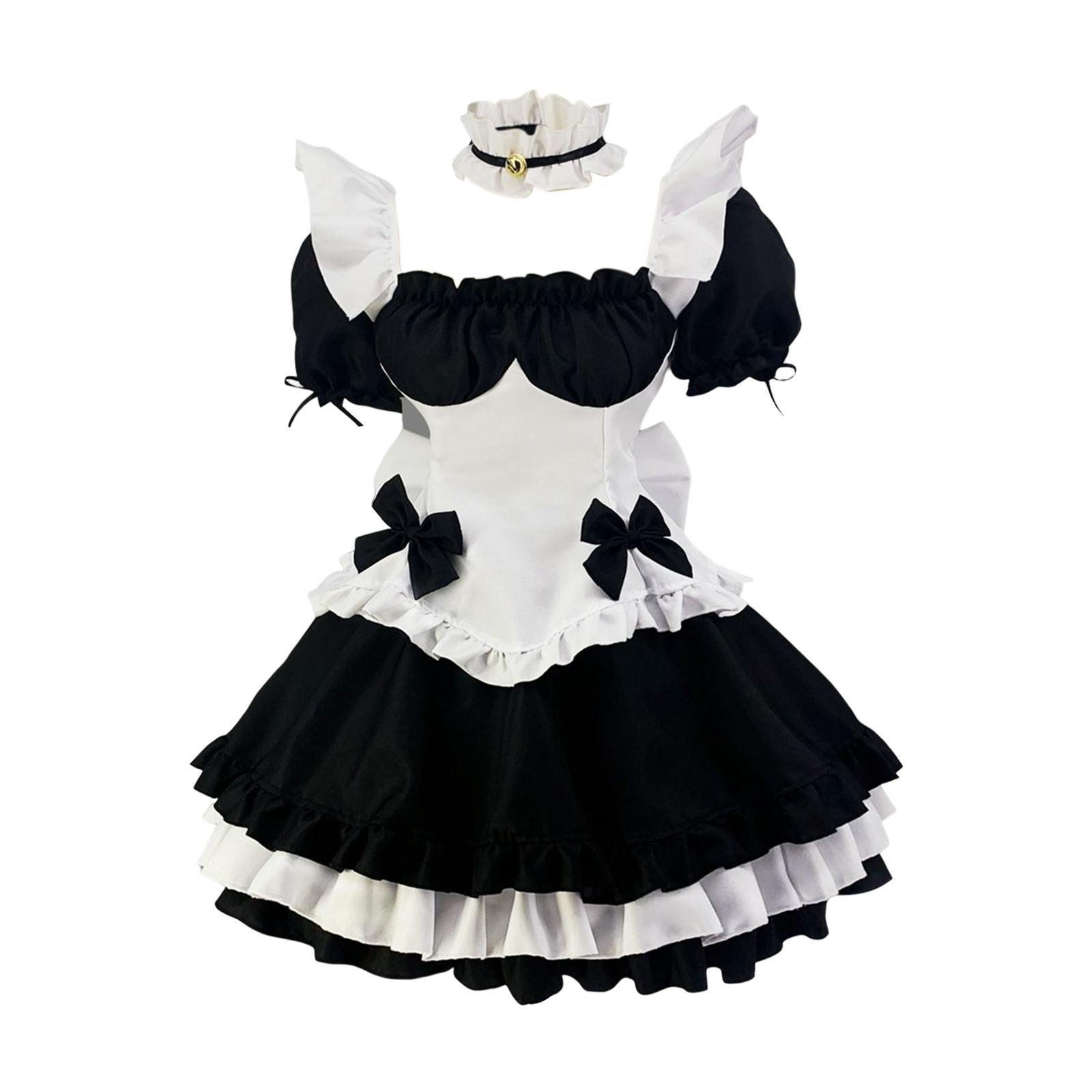 Classic Maid Costume with Apron Lolita Anime Cosplay for Halloween