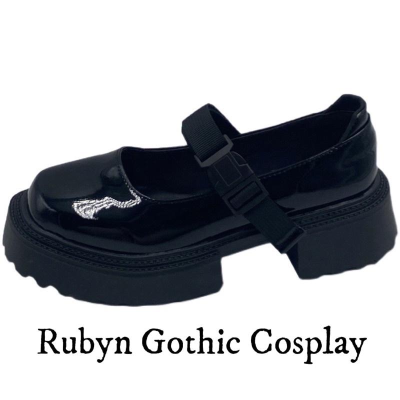 Giày Lolita Oxford Mũi Vuông quai bấm ( Trắng, đen ) size 35 - 39. A108