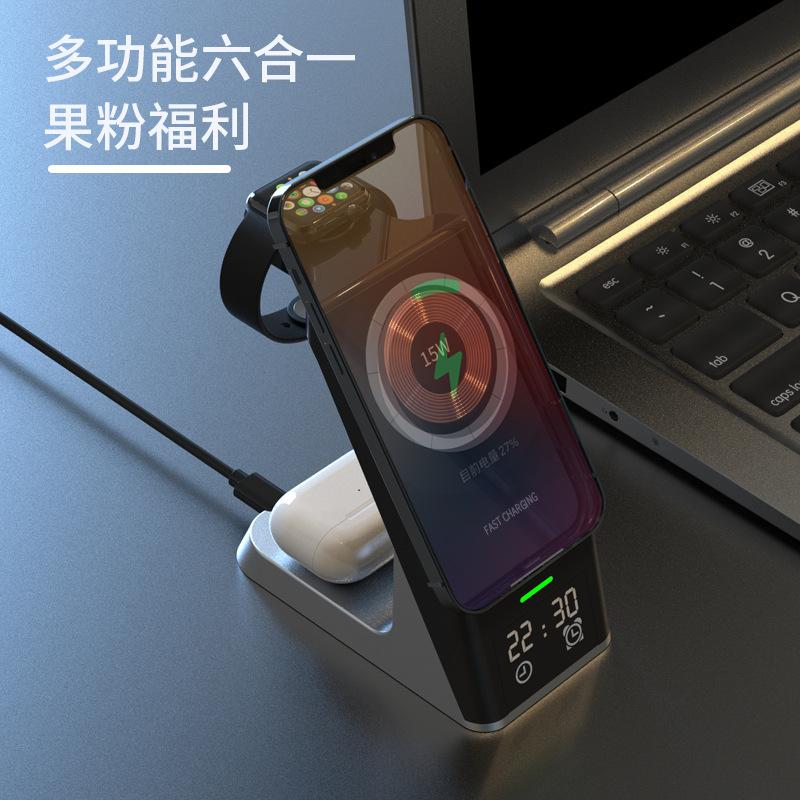 Bộ sạc không dây đa năng 6 trong 1 6 trong 1 có lực hút từ tính thuận lợi nhất phù hợp với tai nghe Apple watch, điện thoại di động sạc nhanh không dây