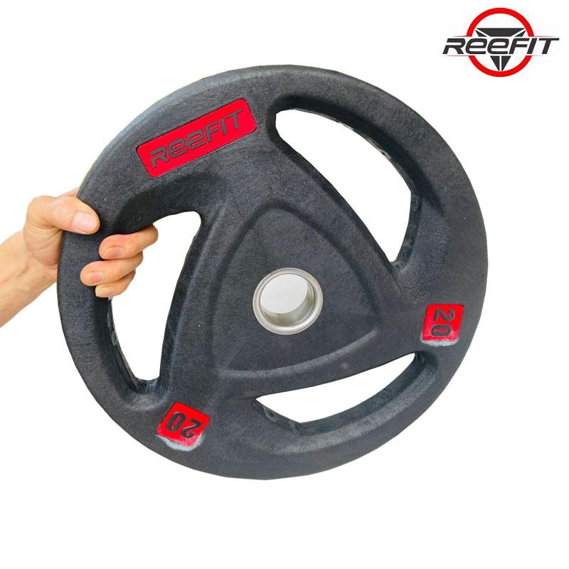 Bộ 2 Tạ miếng tạ bánh cao su 3 lỗ REEFIT 20kg phi 50